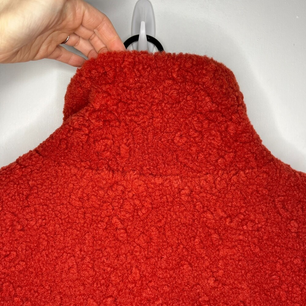 Avec Les Filles Womens Jacket Medium Red Textured Sherpa High Collar Full Zip - Picture 15 of 16